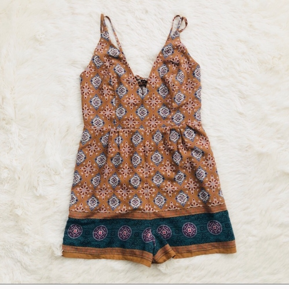 Forever 21 strappy back orange romper !